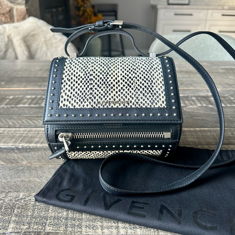 Givenchy Mini Studded Spotted Snake Pandora Box Bag